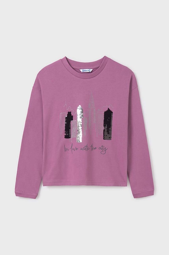 Mayoral longsleeve din bumbac pentru copii imprimeu violet 7016.8G.Junior.9BYH
