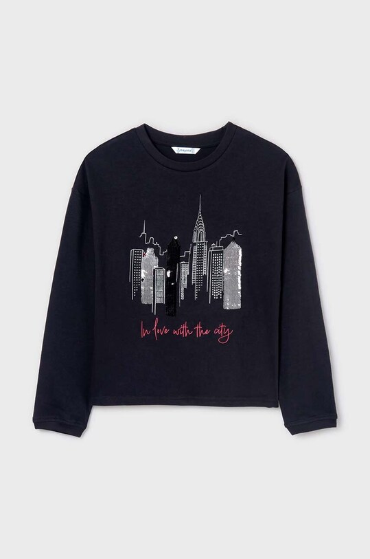 Mayoral longsleeve bawełniany dziecięcy nadruk czarny 7016.8G.Junior.9BYH