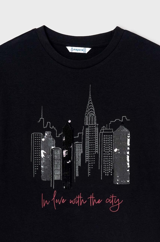 Mayoral longsleeve bawełniany dziecięcy 7016.8G.Junior.9BYH czarny AW24