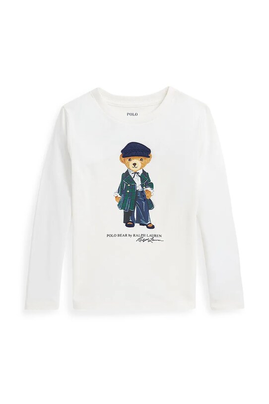 Polo Ralph Lauren longsleeve din bumbac pentru copii print alb 312952134001