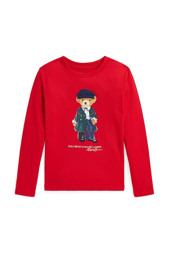 Polo Ralph Lauren longsleeve din bumbac pentru copii print rosu 312952134002
