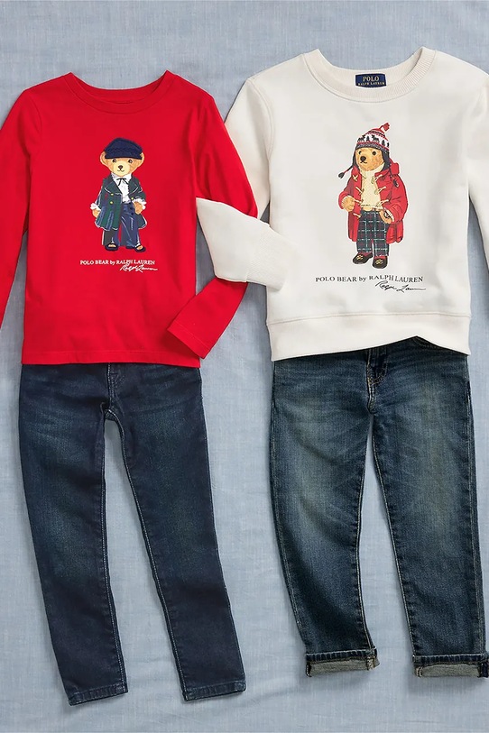 Fete Polo Ralph Lauren longsleeve din bumbac pentru copii 312952134002 rosu