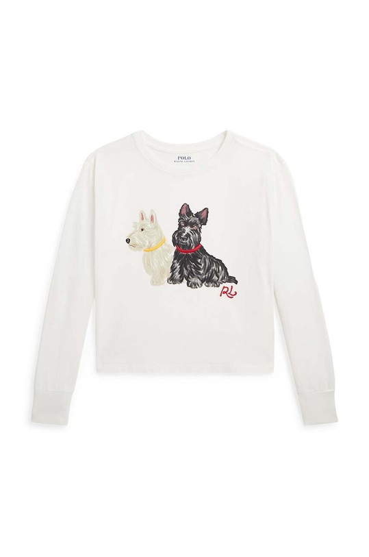Polo Ralph Lauren longsleeve din bumbac pentru copii print alb 313951031001