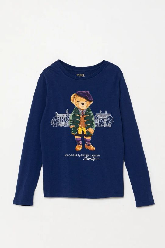 Дитячий бавовняний лонгслів Polo Ralph Lauren бавовна блакитний 313951081001