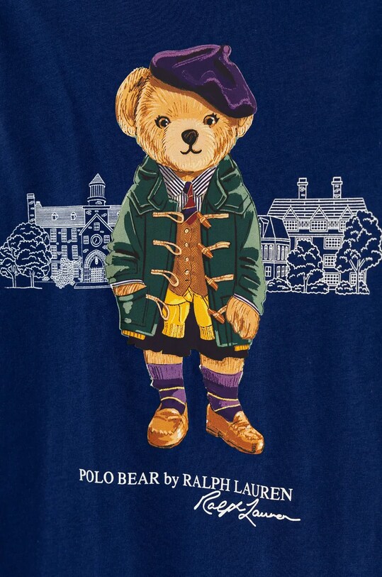 Fete Polo Ralph Lauren longsleeve din bumbac pentru copii 313951081001 albastru