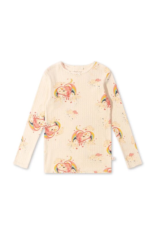 Konges Sløjd longsleeve bawełniany dziecięcy MINNIE GLITTER BLOUSE GOTS wzorzyste beżowy KS102053