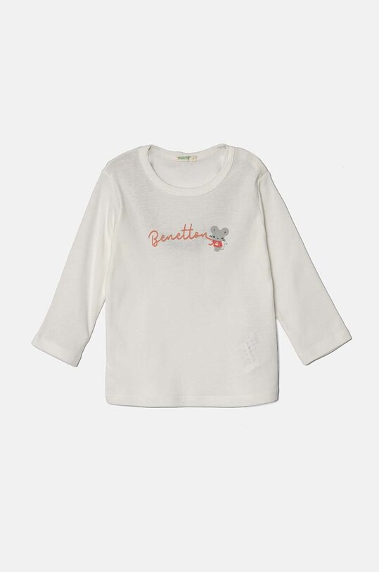 Pamučna majica dugih rukava za bebe United Colors of Benetton pamuk bijela 3I9WA1057.W.Seasonal