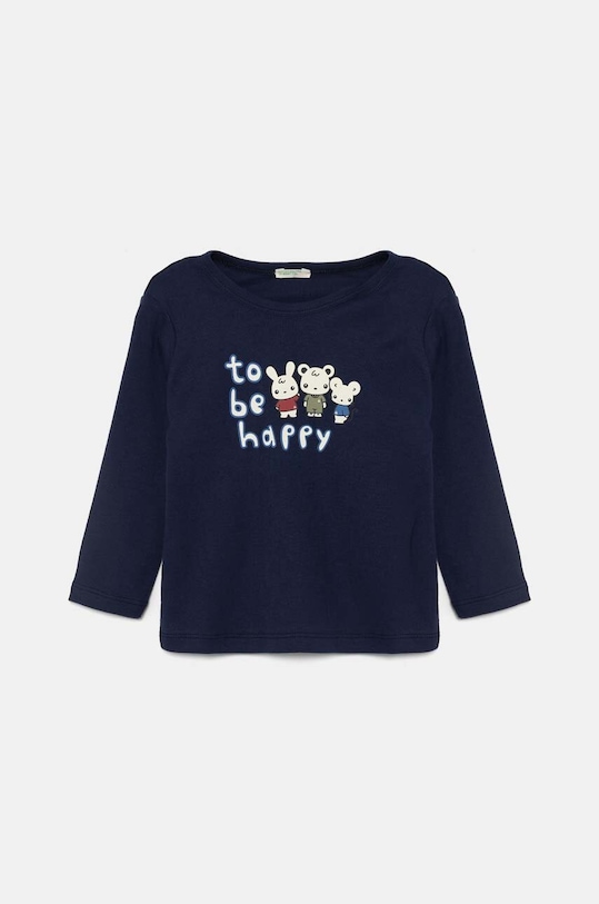 Pamučna majica dugih rukava za bebe United Colors of Benetton pamuk mornarsko plava 3I9WA1057.W.Seasonal