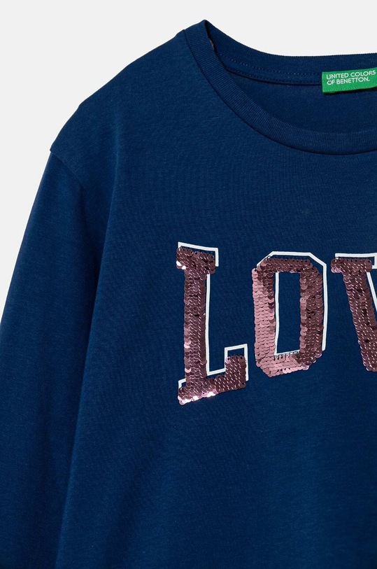 Fete United Colors of Benetton longsleeve din bumbac pentru copii 3I1XC10KC.G.Seasonal bleumarin