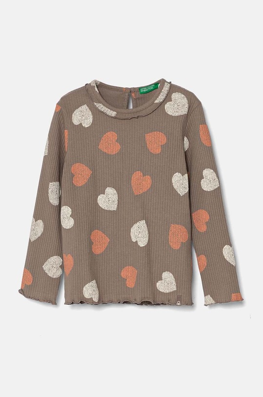 United Colors of Benetton longsleeve dziecięcy wzorzyste brązowy 36LKG10FF.P.Seasonal
