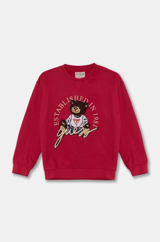 Guess bluza bawełniana dziecięca aplikacja bordowy H4BJ07.KAX73.G.9BYH