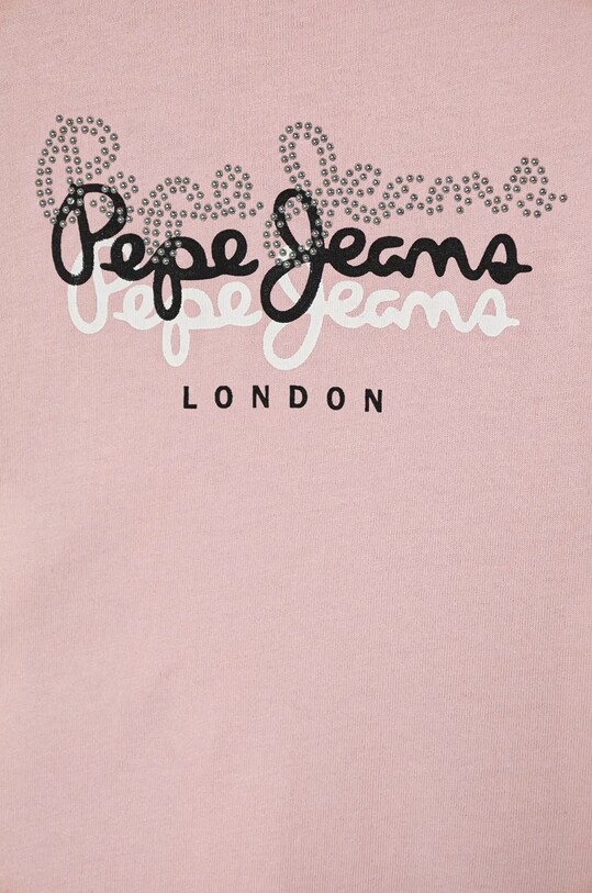 Дівчинка Дитячий бавовняний лонгслів Pepe Jeans TIANNE PG503107 рожевий