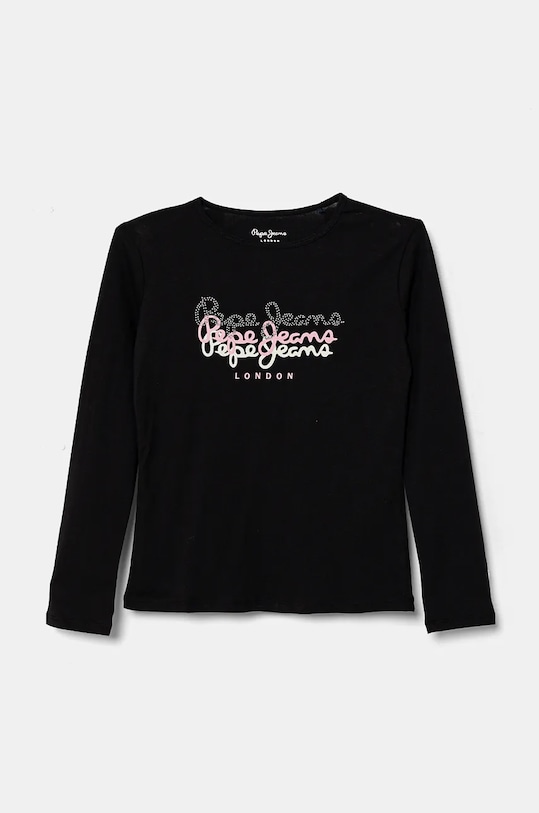 Pepe Jeans longsleeve din bumbac pentru copii TIANNE imprimeu negru PG503107