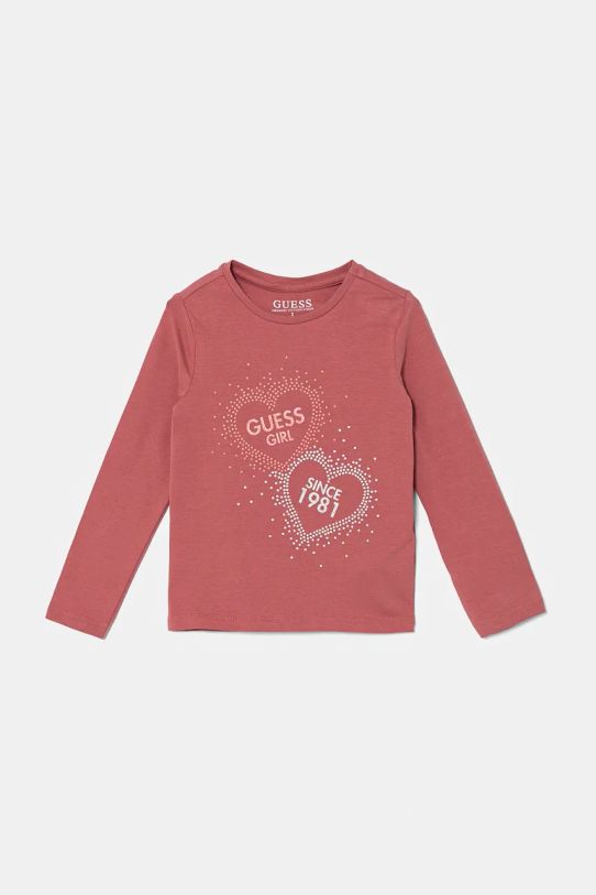 Guess longsleeve dziecięcy z elastanem różowy K4BI04.J1314.9BYH