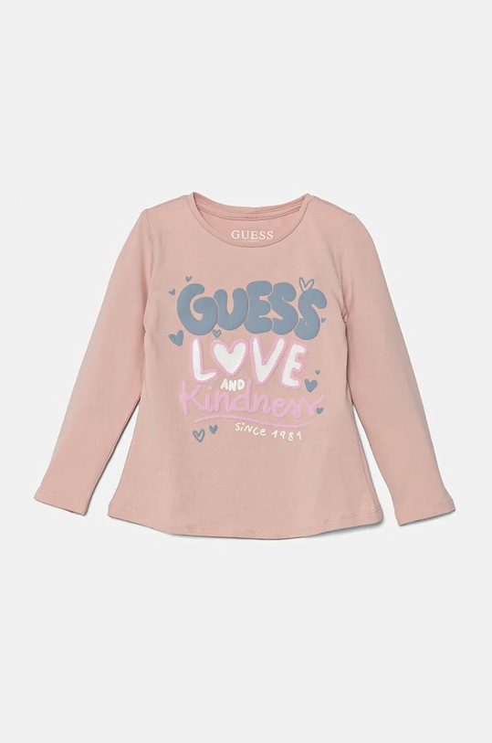 Guess longsleeve bawełniany dziecięcy z elastanem różowy K4BI06.J1314.9BYH