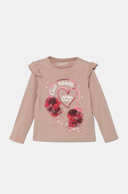 Guess longsleeve dziecięcy z elastanem różowy K4BI09.J1314.9BYH