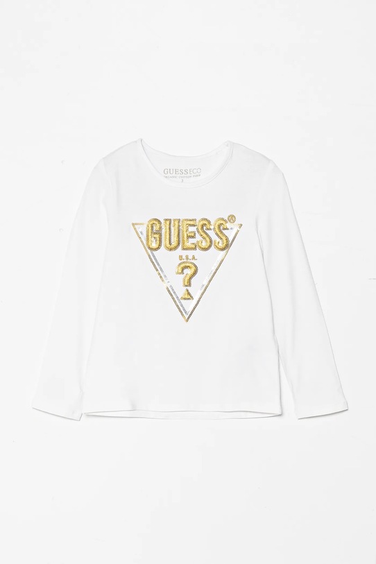 Guess longsleeve bawełniany dziecięcy nadruk biały K4BI13.J1314.9BYH