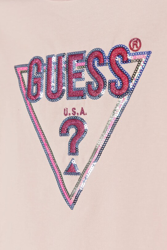 Дівчинка Дитячий бавовняний лонгслів Guess K4BI13.J1314.9BYH рожевий