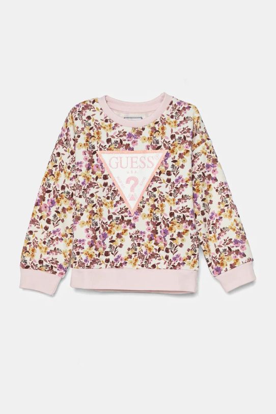 Guess hanorac de bumbac pentru copii print roz K4BQ00.KAD73.9BYH