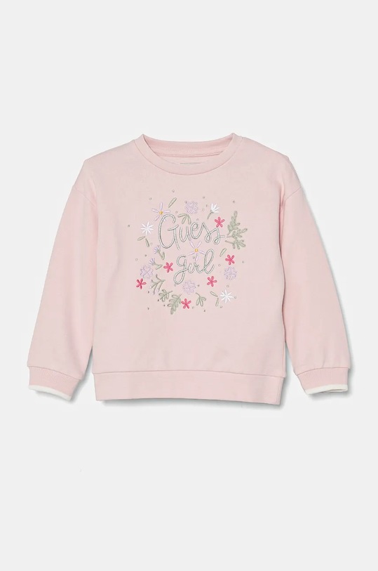 Guess bluza bawełniana dziecięca aplikacja różowy K4BQ08.KAX74.9BYH