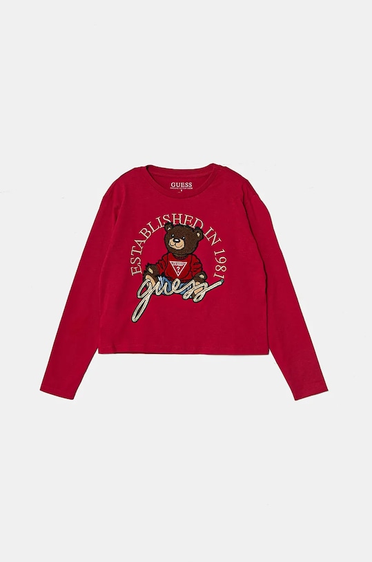 Дитячий бавовняний лонгслів Guess аплікація рожевий J4BI10.I3Z14.9BYH