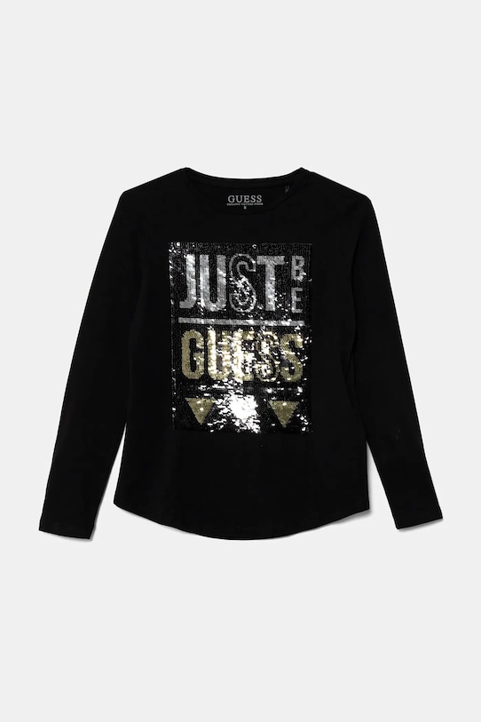 Guess longsleeve dziecięcy aplikacja czarny J4BI30.J1314.9BYH