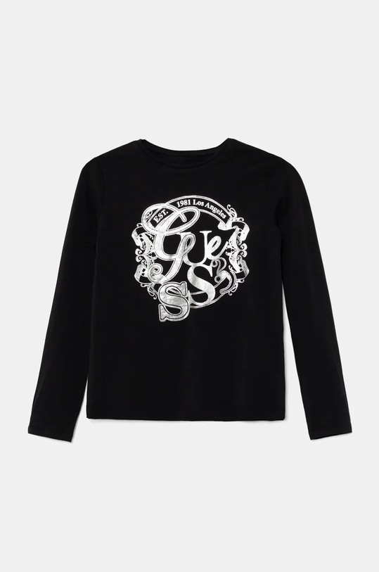 Dětské bavlněné tričko s dlouhým rukávem Guess s elastanem černá J4BI03.J1314.9BYH