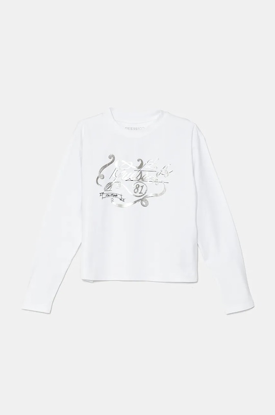 Detské tričko s dlhým rukávom Guess s elastanom biela J4BI01.J1314.9BYH