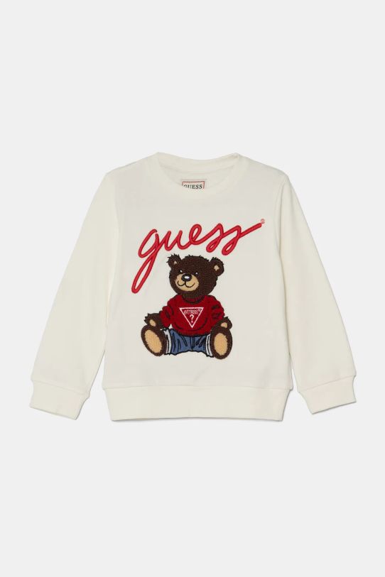 Дитяча бавовняна кофта Guess без капюшона бежевий H4BT02.KAX73.9BYH