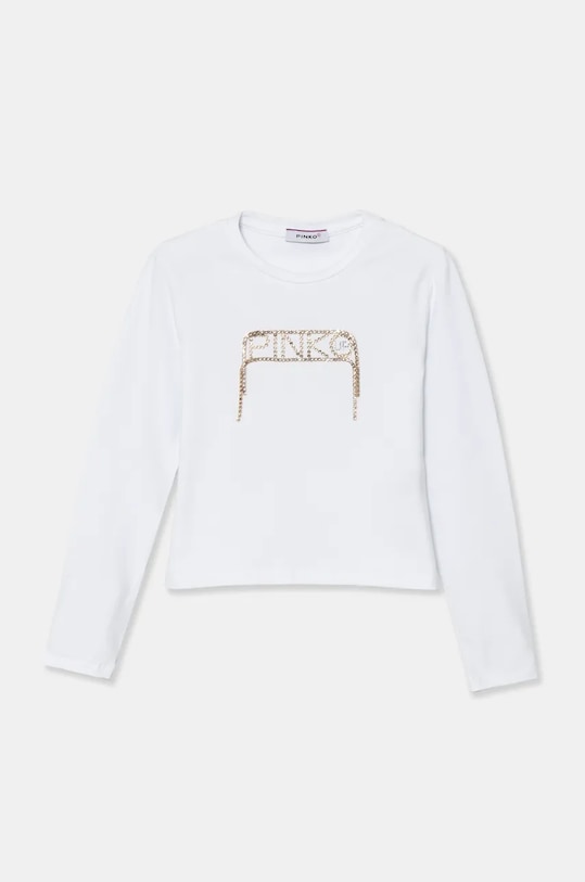 Pinko Up longsleeve din bumbac pentru copii imprimeu alb F4PIJGTH024
