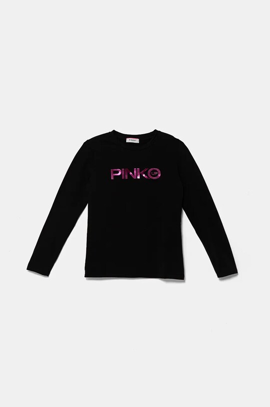 Дитячий бавовняний лонгслів Pinko Up з еластаном чорний F4PIJGTH151
