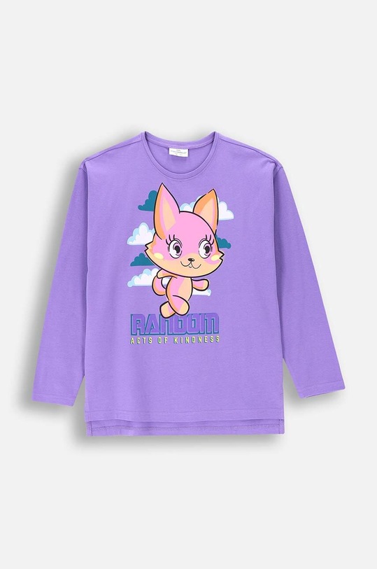 Dětské bavlněné tričko s dlouhým rukávem Coccodrillo kulatý fialová ZC4143110VGA
