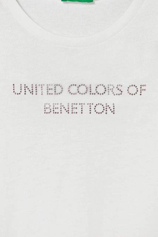 Djevojčice Dječja pamučna majica dugih rukava United Colors of Benetton 3I1XC10JS.G.Seasonal bijela