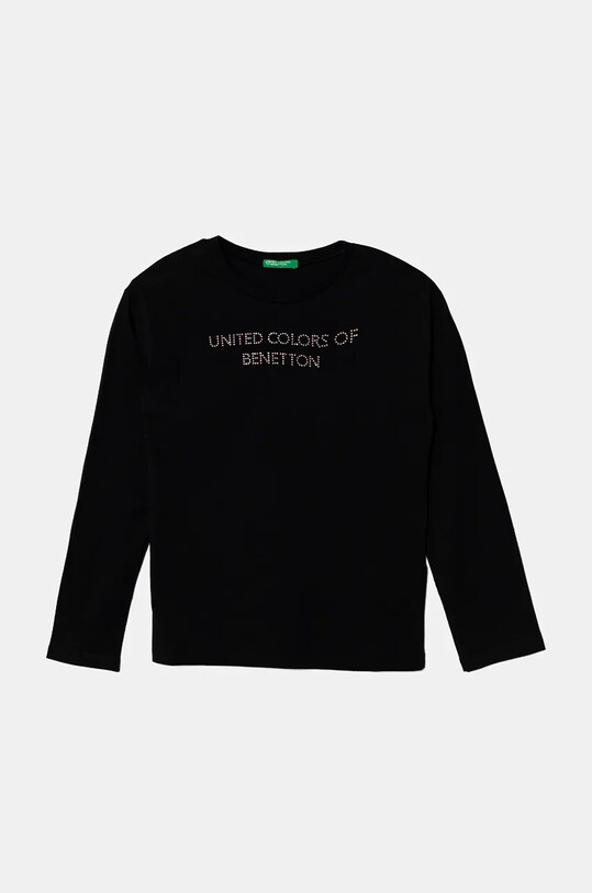 United Colors of Benetton longsleeve din bumbac pentru copii imprimeu negru 3I1XC10JS.G.Seasonal