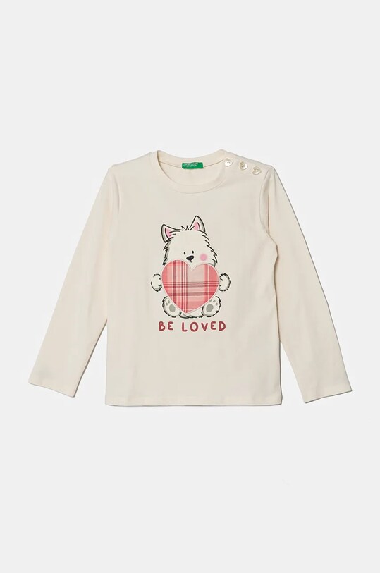 Дитячий лонгслів United Colors of Benetton з еластаном бежевий 3P4ZG10FV.P.Seasonal