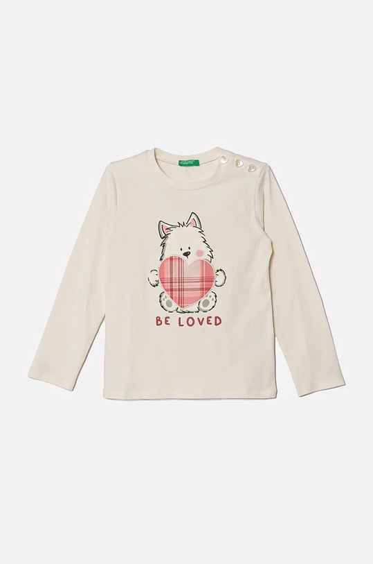 Дитячий лонгслів United Colors of Benetton з еластаном бежевий 3P4ZG10FV.P.Seasonal