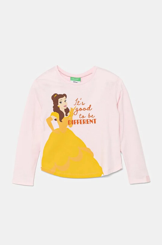 Detská bavlnená košeľa s dlhým rukávom United Colors of Benetton bavlna ružová 3ATNG10H8.P.Seasonal