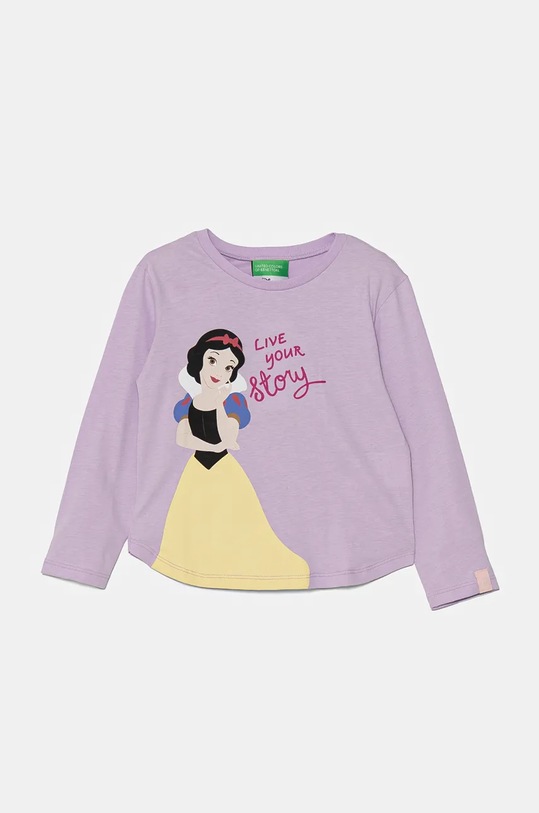United Colors of Benetton longsleeve bawełniany dziecięcy nadruk fioletowy 3ATNG10H8.P.Seasonal
