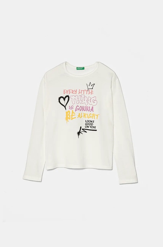 United Colors of Benetton longsleeve din bumbac pentru copii print alb 3096C10M0.G.Seasonal