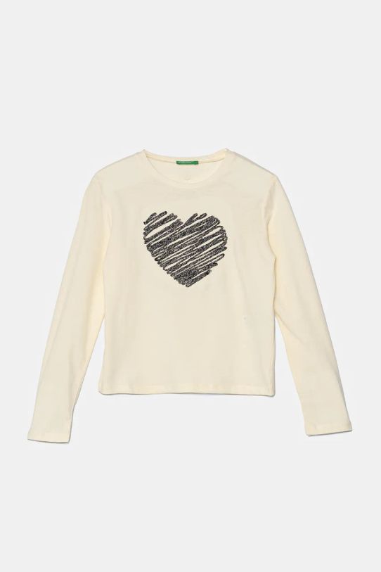 United Colors of Benetton longsleeve din bumbac pentru copii imprimeu bej 3ATNC10L9.G.Seasonal