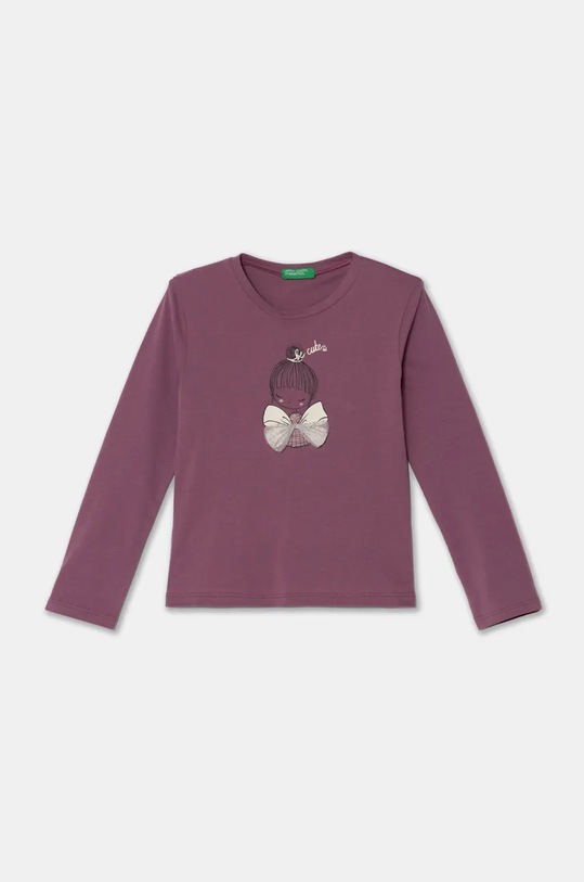 United Colors of Benetton longsleeve din bumbac pentru copii print violet 3ATNG10GA.P.Seasonal