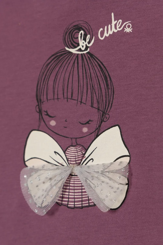 Fete United Colors of Benetton longsleeve din bumbac pentru copii 3ATNG10GA.P.Seasonal violet