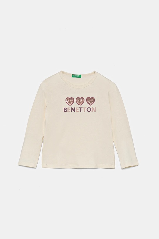 United Colors of Benetton longsleeve din bumbac pentru copii imprimeu bej 3ATNG10GI.P.Seasonal