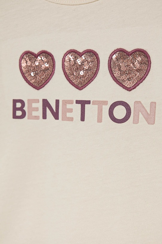 Fete United Colors of Benetton longsleeve din bumbac pentru copii 3ATNG10GI.P.Seasonal bej