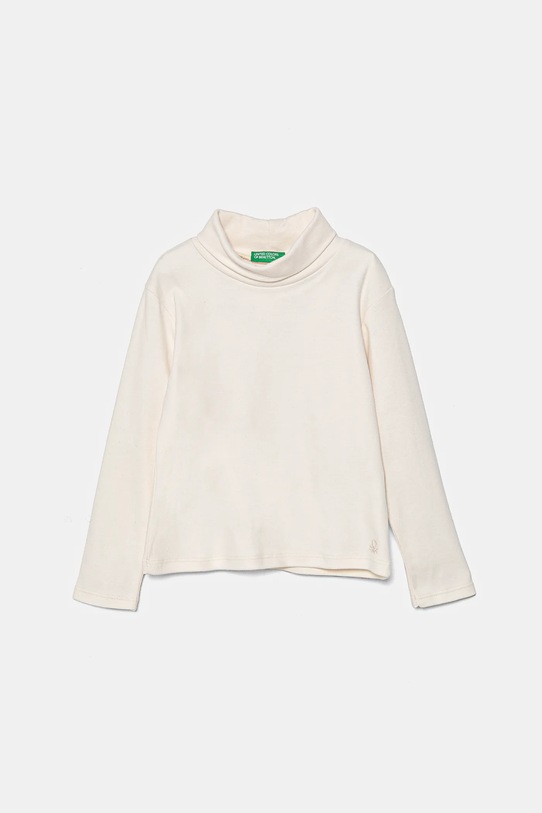 United Colors of Benetton longsleeve din bumbac pentru copii uni bej 3AOUG2008.P.Seasonal