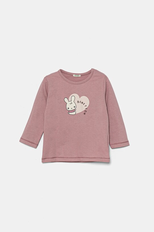 United Colors of Benetton longsleeve din bumbac pentru bebeluși print roz 3ATNA105L.W.Seasonal