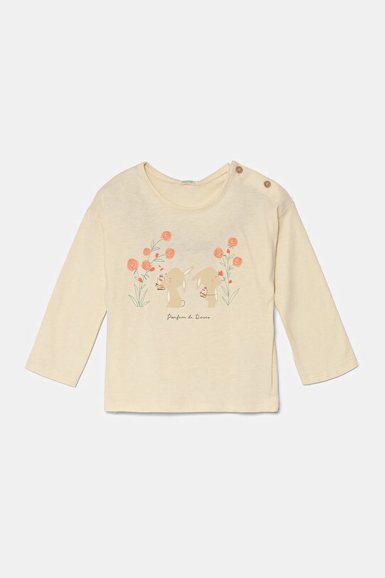 Бавовняний лонгслів для немовлят United Colors of Benetton бавовна бежевий 3ATNA105M.W.Seasonal