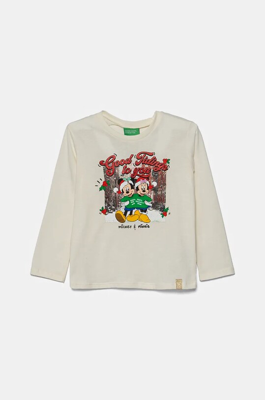 Дитячий бавовняний лонгслів United Colors of Benetton бавовна бежевий 3ATNG10GQ.P.Seasonal