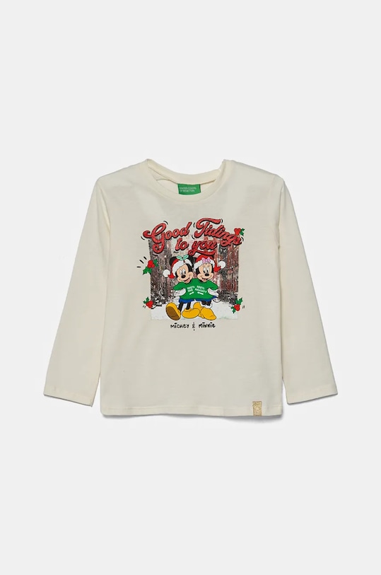 Хлопковый детский лонгслив United Colors of Benetton хлопок бежевый 3ATNG10GQ.P.Seasonal