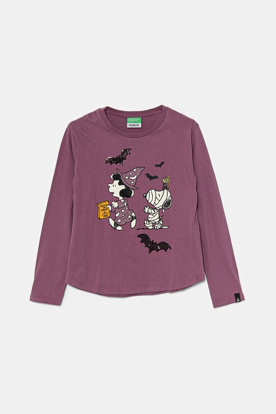 United Colors of Benetton longsleeve din bumbac pentru copii imprimeu violet 3VR5C10OQ.G.Seasonal